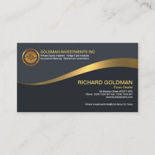 Grey Elegance Simple Gold Wave Forex Trader Business Card - 