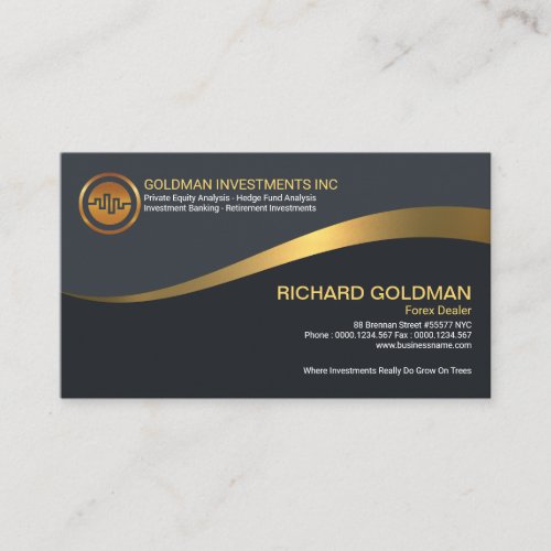 Grey Elegance Simple Gold Wave Forex Trader Business Card
