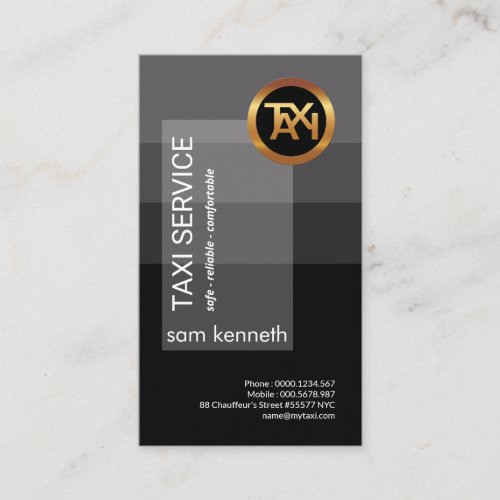 Grey Elegance Special Transparent Placard Taxi Business Card