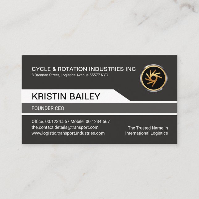 Grey Elegance Stylish Modern Founder CEO Business Card (Front)