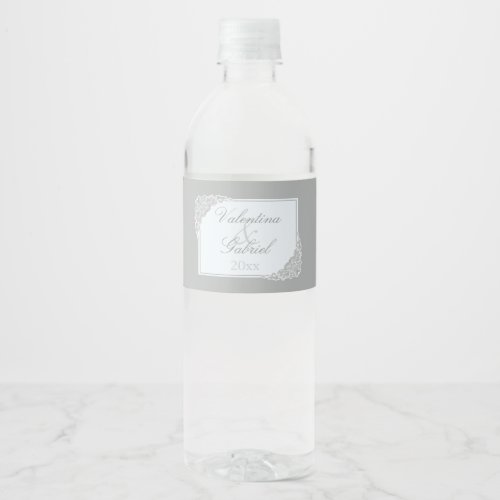 Grey Elegance Victorian Water Bottle Label