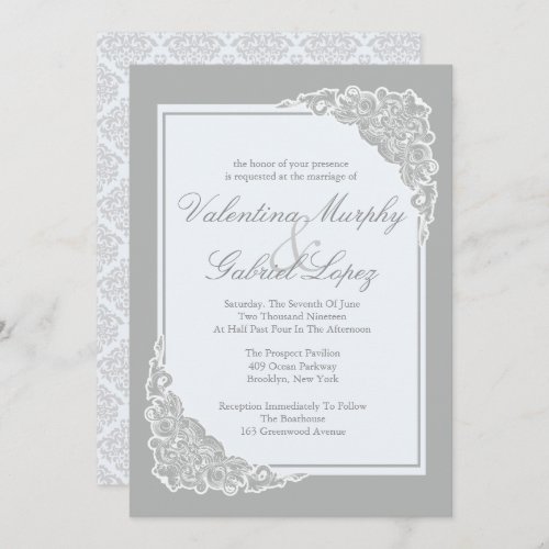 Grey Elegance Victorian Wedding Invitations
