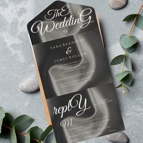 Grey Elegant calligraphy Wedding  All In One Invitation