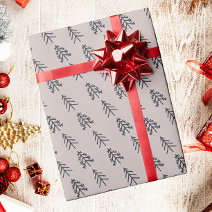Grey Elegant Christmas Trees Wrapping Paper