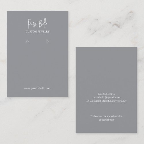 Grey Elegant Custom Jewelry Earrings Display Card