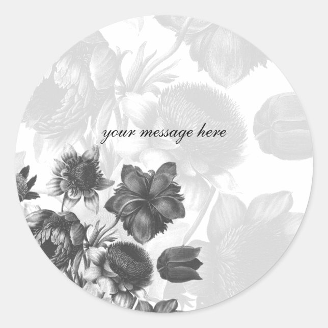 Grey Elegant Flower Wedding Stickers (Front)