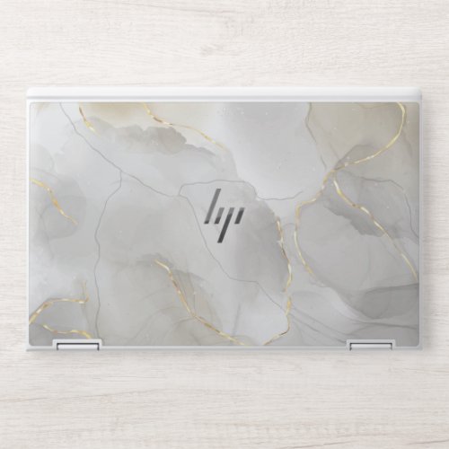 Grey Elegant Marble Gold And White HP Laptop Skin