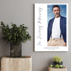Grey Elegant Minimalist Memorial Photo Funeral Foam Board