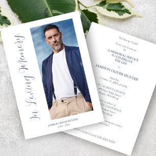 Grey Elegant Minimalist Memorial Photo Funeral Invitation