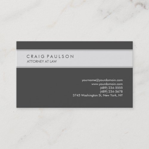 Grey Elegant Plain Professional Minimalist Modern Business Card