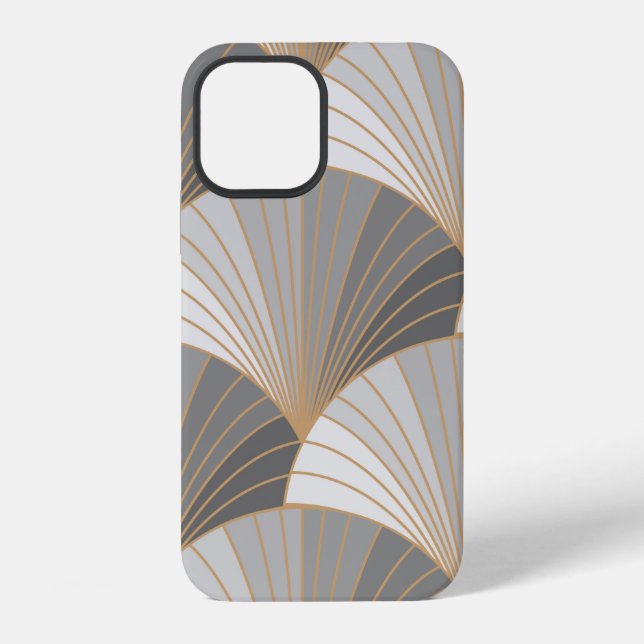 Grey elements with gold outline. seamless pattern. iphone case (Back)