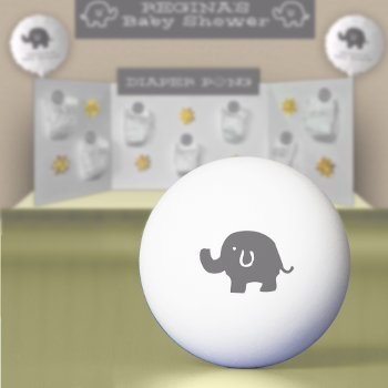 Grey Elephant Baby Shower Diaper Pong Ball by macdesigns1 at Zazzle