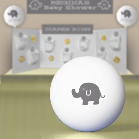 Grey Elephant Baby Shower Diaper Pong Ball