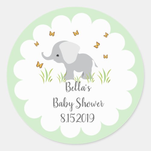 Grey Elephant Baby Shower Sticker