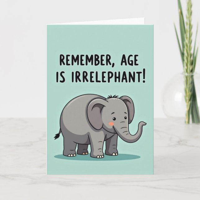 Grey Elephant Birthday Card (Front)