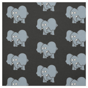 Grey Elephant Cartoon Pattern Fabric