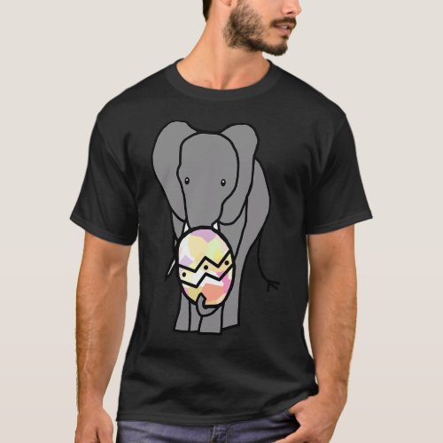 Grey Elephant Holding Big Easter Egg T_Shirt