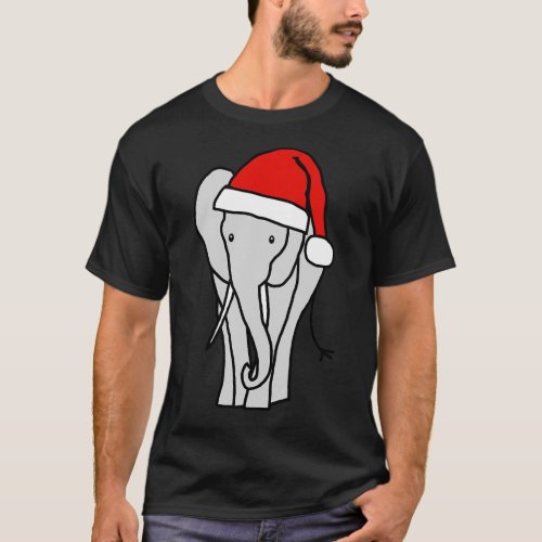 Grey Elephant in a Christmas Santa Hat T_Shirt