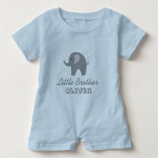 Grey elephant little brother baby romper bodysuit