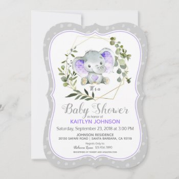 Grey Elephant Modern Baby Shower Invitation by NouDesigns at Zazzle