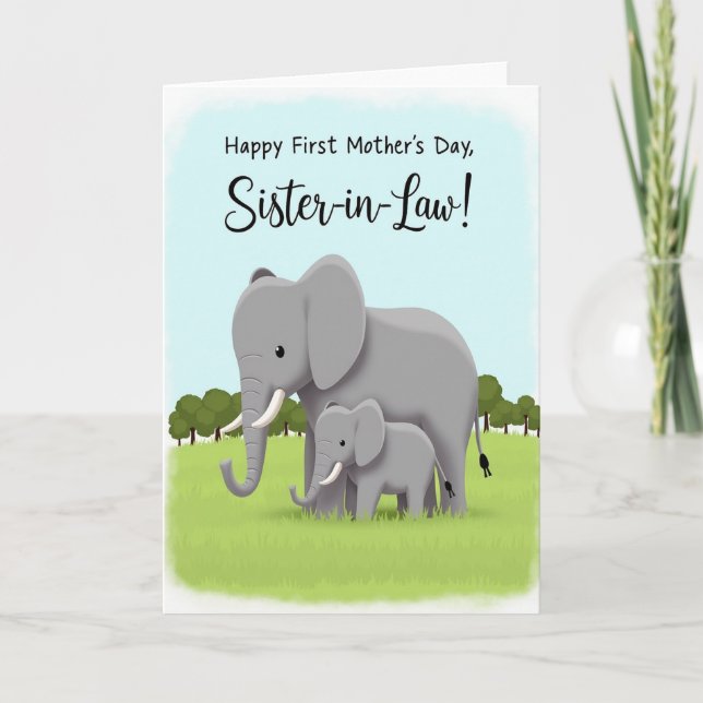 Grey Elephant Mothers Day Card (Front)