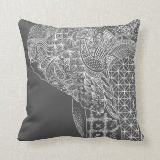 Grey Elephant Pattern Throw Pillo Pillow