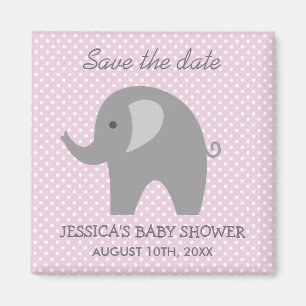 Grey elephant Save the date baby shower magnet