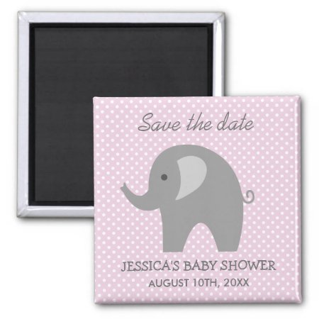 Grey Elephant Save The Date Baby Shower Magnet