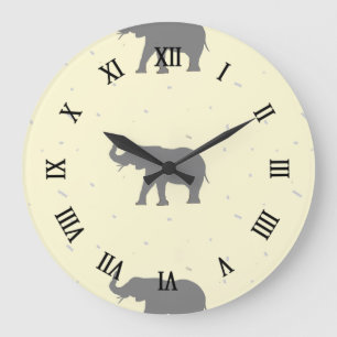 Grey elephant silhouette large clock