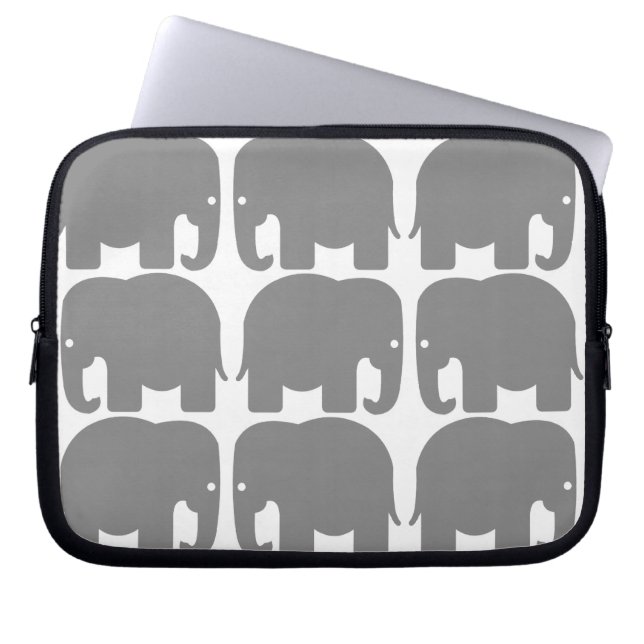 Grey Elephants Silhouette Electronics Bag (Front)