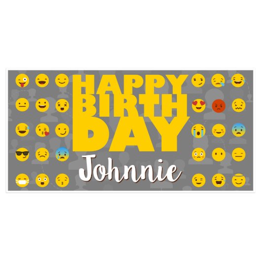 Grey Emoji Birthday Banner Party Decor (Front)