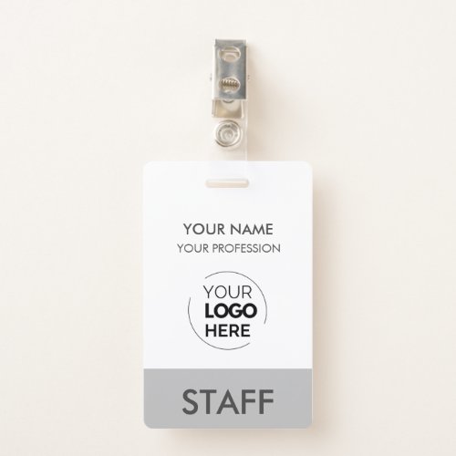 Grey Employee Name Business Logo Staff Tag  Badge