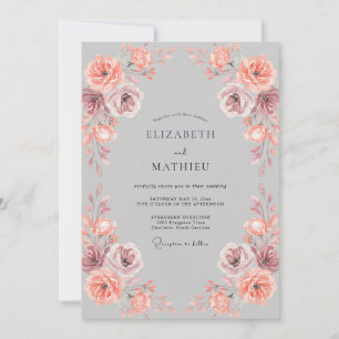 Grey Enchanting Botanical Wedding Invitation