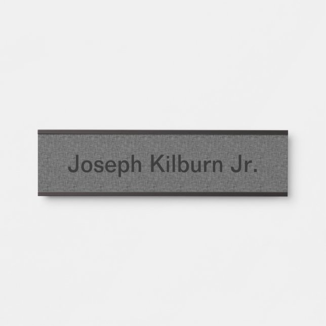 Grey Fabric Texture Hanging Desk Door Nameplate (Front)