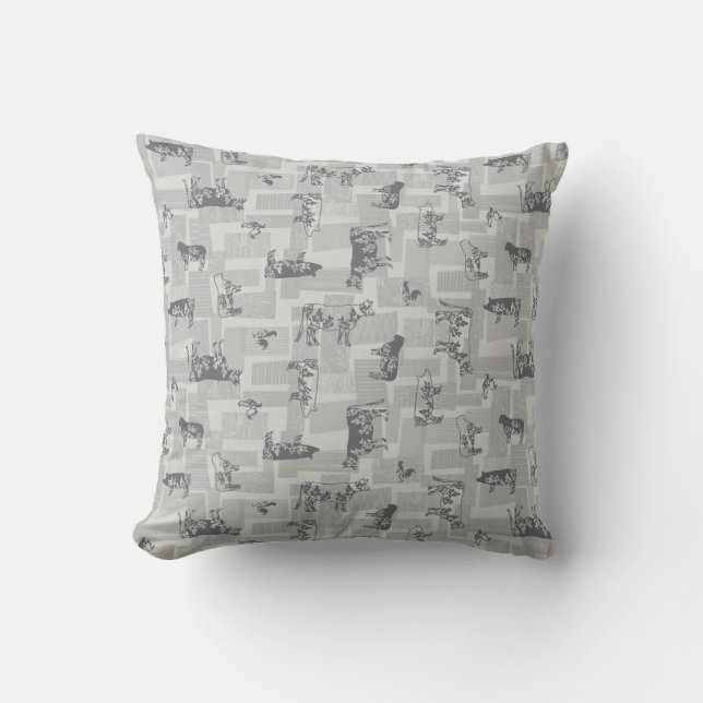 Grey Farmhouse Throw Pillow (Front)