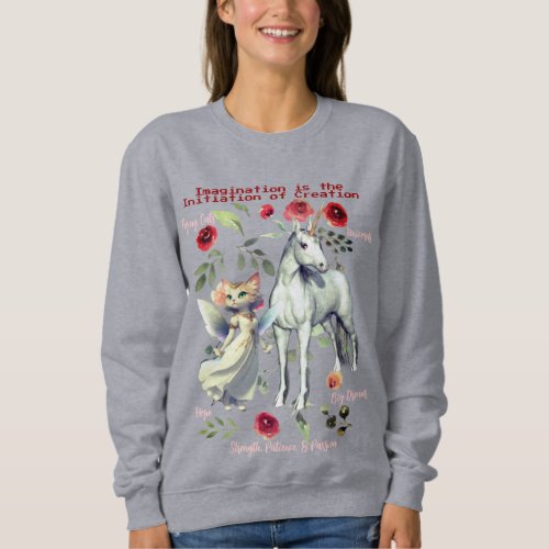 Grey Fashionable Trendy Unicorn Cats  Sweatshirt