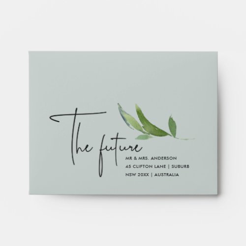 GREY FAUNA THE FUTURE MR  MRS RSVP RETURN ADDRESS ENVELOPE