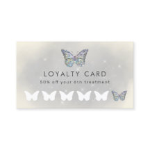 grey faux sparkle butterfly loyalty card