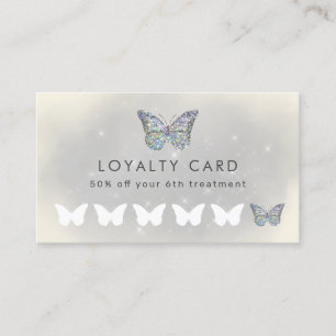 grey faux sparkle butterfly loyalty card