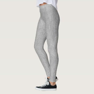 Grey Faux Textured Fabric Look Gray Leggings