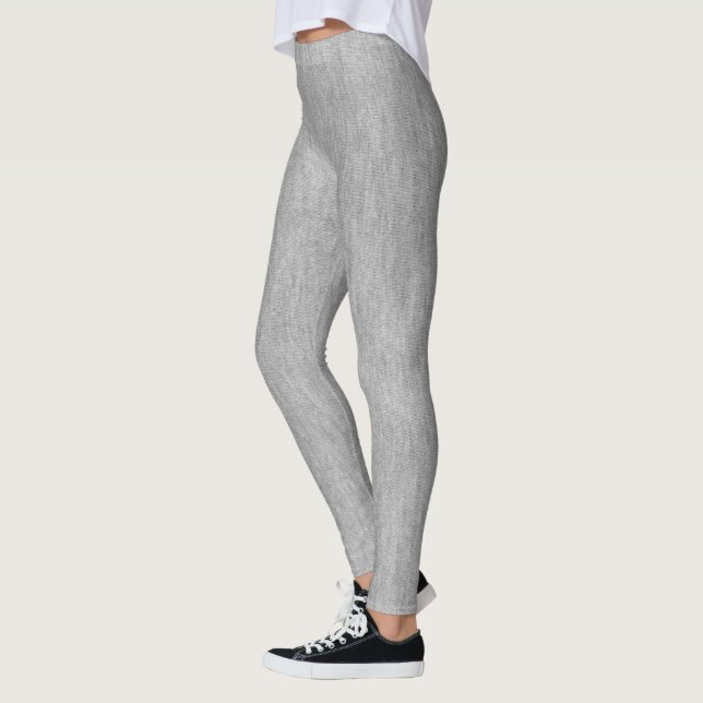 Grey Faux Textured Fabric Look Gray Leggings (Left)