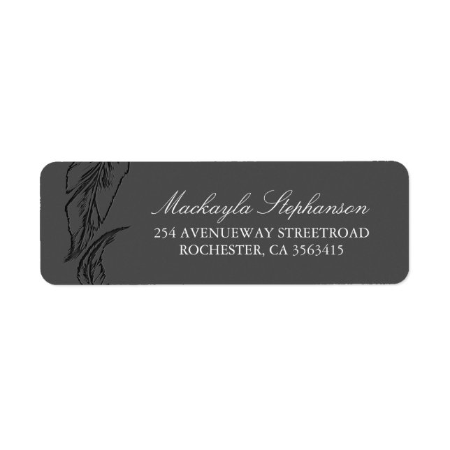 Grey Feathers Elegant Wedding Label (Front)