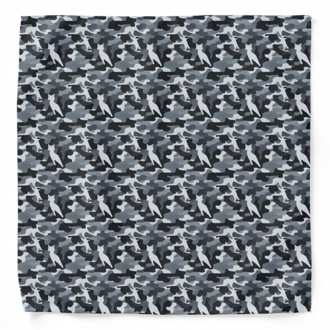 Grey Feline Camouflage (Pattern 1) Bandana (Front)