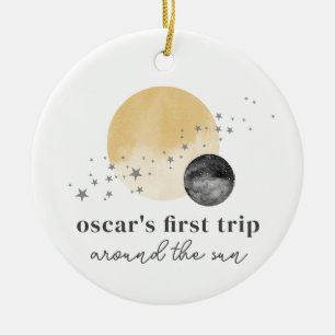 Grey First Trip Around The Sun Ceramic Ornament