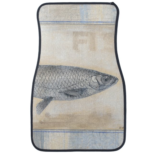 Grey Fish on Beige Background Car Floor Mat (Front)