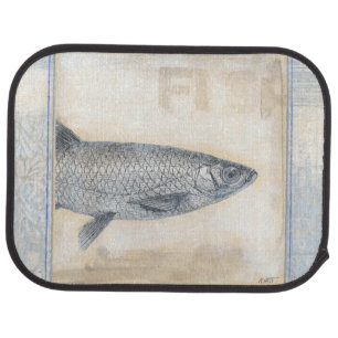 Grey Fish on Beige Background Car Mat