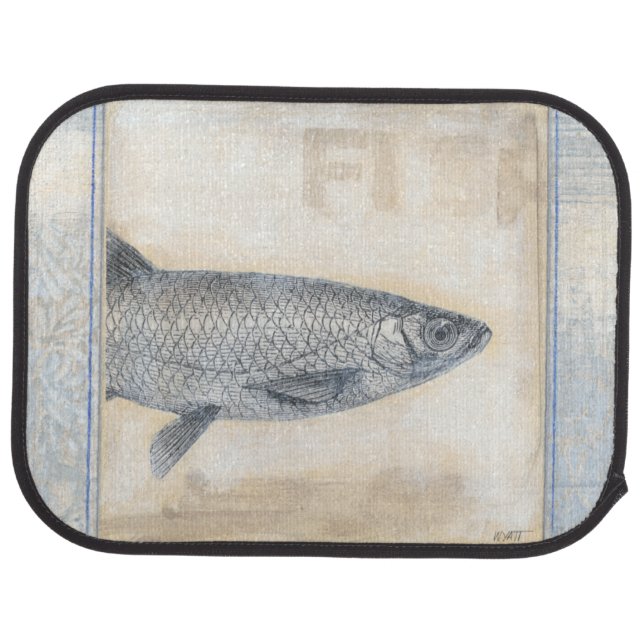 Grey Fish on Beige Background Car Mat (Rear)