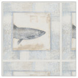 Grey Fish on Beige Background Fabric