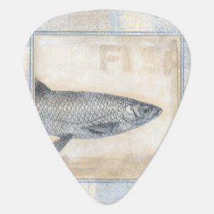 Grey Fish on Beige Background Guitar Pick