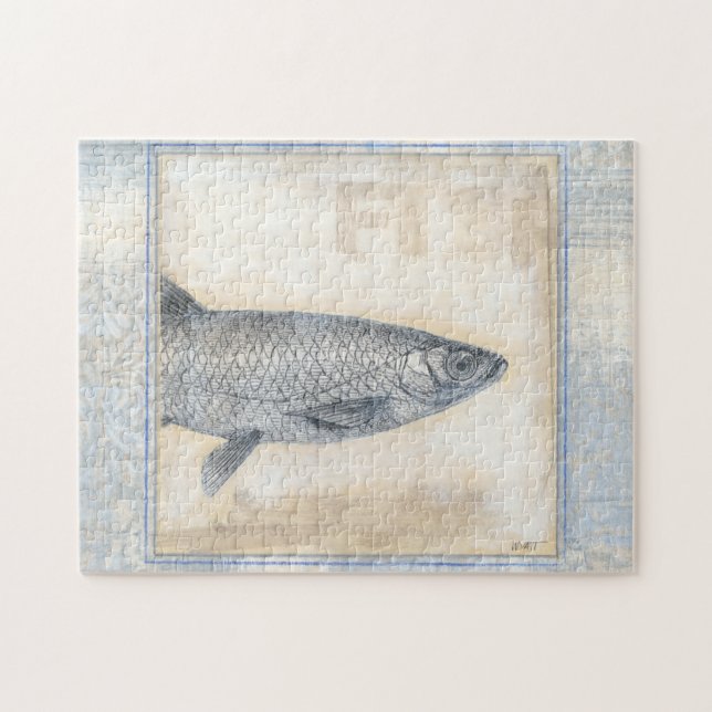 Grey Fish on Beige Background Jigsaw Puzzle (Horizontal)